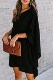 Momentlover Casual Solid Patchwork One Shoulder Straight Dresses(10 Colors)