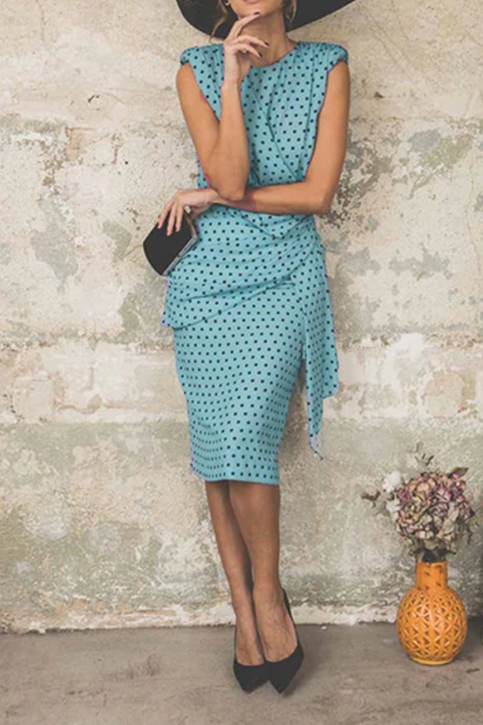 Momentlover Sexy Print Patchwork O Neck Pencil Skirt Dresses