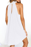 Momentlover Casual Solid Patchwork Halter Straight Dresses