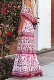 Momentlover Fashion Street Print Patchwork Off the Shoulder A Line Dresses
