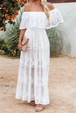 Momentlover Fashion Street Print Patchwork Off the Shoulder A Line Dresses