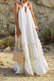Momentlover Fashion Solid Patchwork Halter Cake Skirt Dresses(6 Colors)