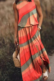 Momentlover Fashion Print Patchwork O Neck Straight Dresses(7 Colors)