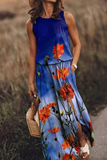 Momentlover Fashion Print Patchwork O Neck Straight Dresses(7 Colors)