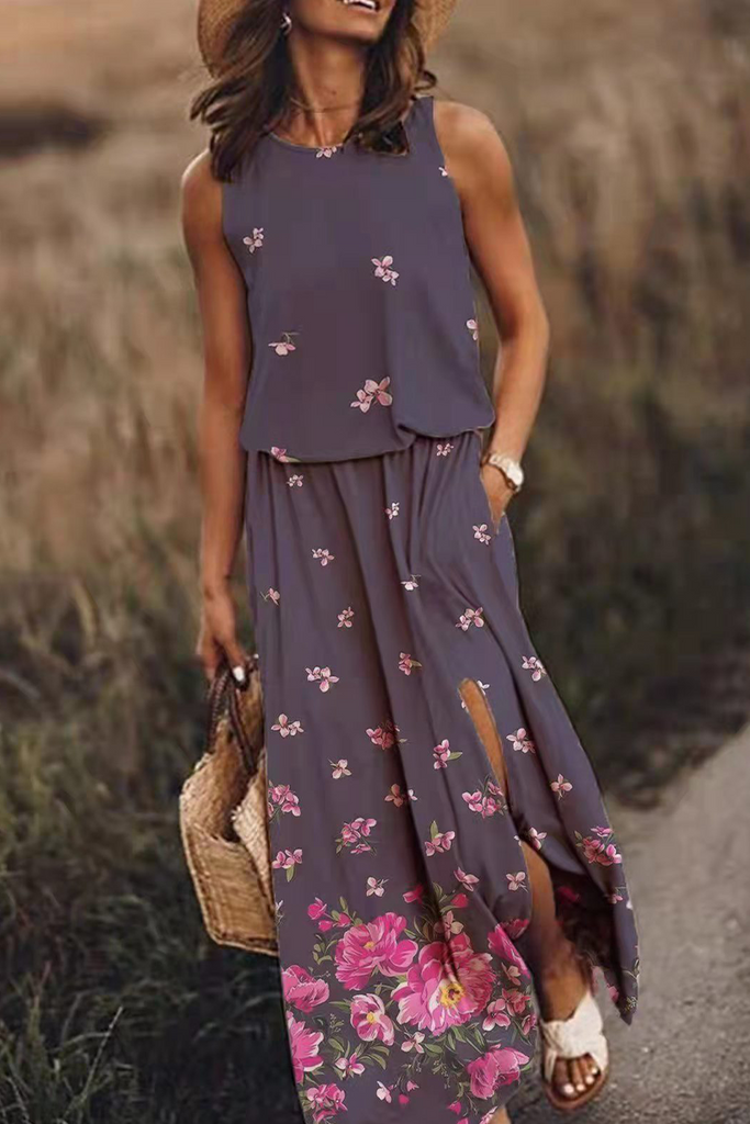 Momentlover Fashion Print Patchwork O Neck Straight Dresses(7 Colors)
