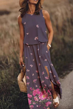 Momentlover Fashion Print Patchwork O Neck Straight Dresses(7 Colors)