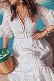 Momentlover Fashion Solid Patchwork V Neck Waist Skirt Dresses