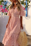 Momentlover Fashion Solid Patchwork V Neck Waist Skirt Dresses