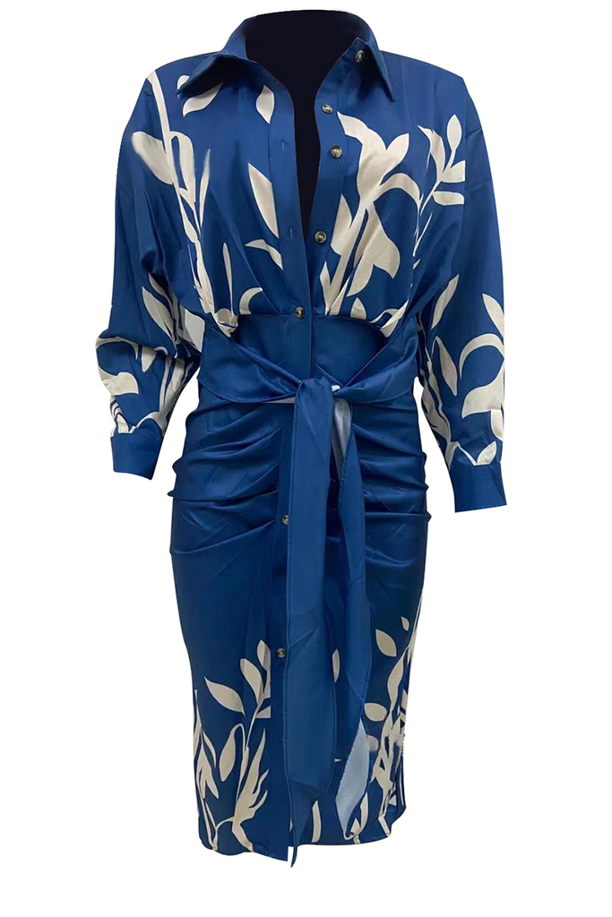 Momentlover Casual Print Patchwork V Neck Irregular Dress Dresses(3 Colors)