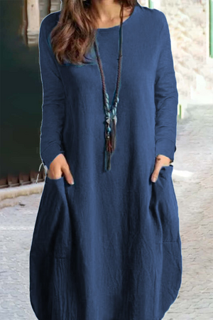 Momentlover Fashion Solid Patchwork O Neck Straight Dresses(5 Colors)