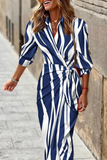 Momentlover Fashion Print Patchwork Turndown Collar Shirt Dress Dresses(9 Colors)