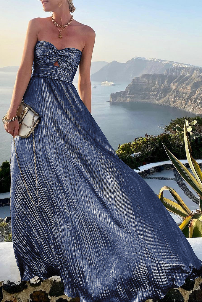 Momentlover Fashion Solid Hollowed Out Strapless Cake Skirt Dresses(7 Colors)