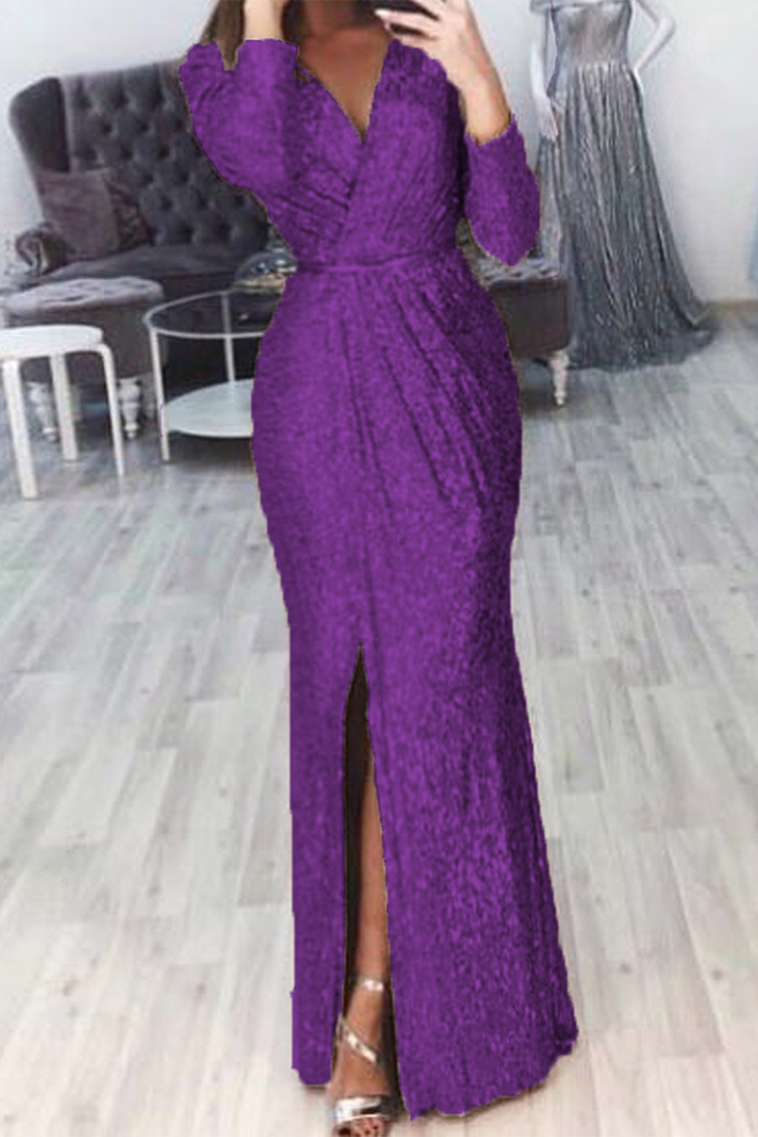 Momentlover Casual Patchwork Patchwork V Neck Trumpet Mermaid Dresses(7 Colors)