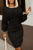 Momentlover Casual Solid Patchwork Pencil Skirt Dresses(5 Colors)