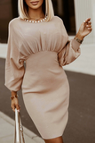 Momentlover Casual Solid Patchwork Pencil Skirt Dresses(5 Colors)
