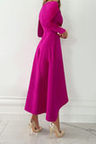 Momentlover Fashion Solid Patchwork V Neck Asymmetrical Dresses