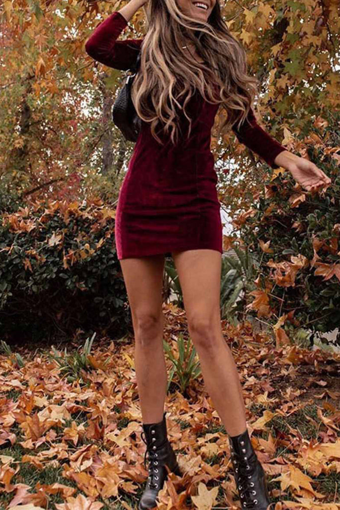 Momentlover Fashion Sexy Solid Patchwork Square Collar One Step Skirt Dresses