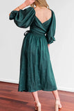 Momentlover Elegant Solid Flounce Square Collar A Line Dresses