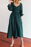 Momentlover Elegant Solid Flounce Square Collar A Line Dresses