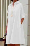 Momentlover Casual Print Polka Dot Patchwork Buckle Turndown Collar Shirt Dress Dresses(15 Colors)