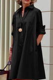 Momentlover Casual Print Polka Dot Patchwork Buckle Turndown Collar Shirt Dress Dresses(15 Colors)