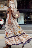 Momentlover Elegant Print Printing V Neck Printed Dress Dresses