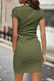 Momentlover Casual Solid Solid Color O Neck One Step Skirt Dresses