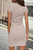 Momentlover Casual Solid Solid Color O Neck One Step Skirt Dresses