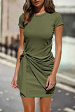 Momentlover Casual Solid Solid Color O Neck One Step Skirt Dresses