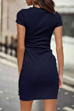 Momentlover Casual Solid Solid Color O Neck One Step Skirt Dresses