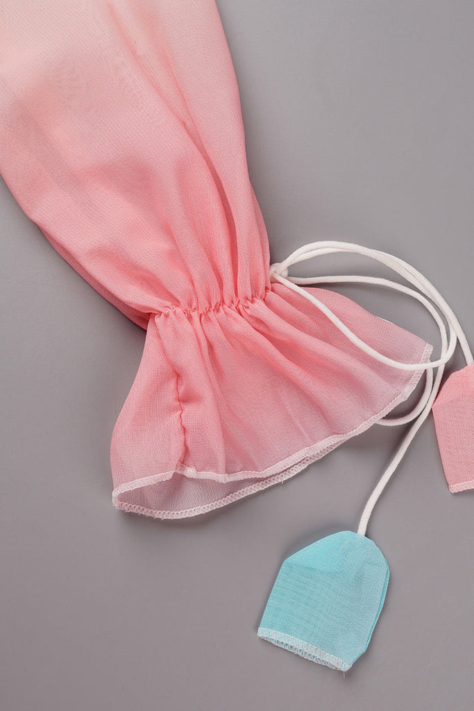 Momentlover Elegant Gradual Change Patchwork Frenulum V Neck Printed Dress Dresses(3 Colors)