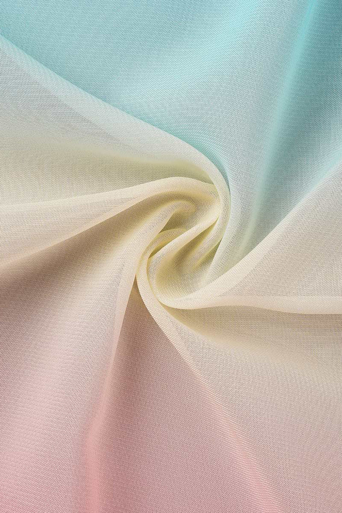 Momentlover Elegant Gradual Change Patchwork Frenulum V Neck Printed Dress Dresses(3 Colors)