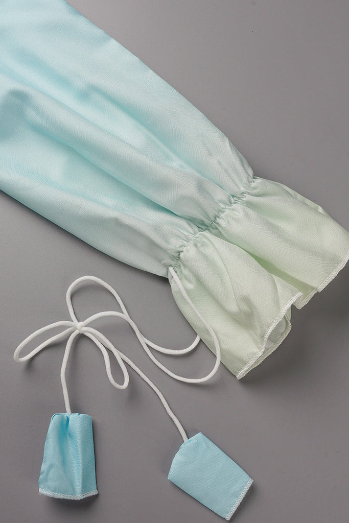 Momentlover Elegant Gradual Change Patchwork Frenulum V Neck Printed Dress Dresses(3 Colors)