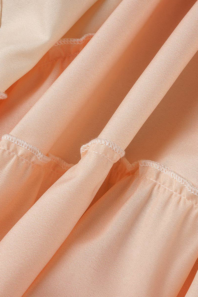 Momentlover Elegant Gradual Change Patchwork Frenulum V Neck Printed Dress Dresses(3 Colors)