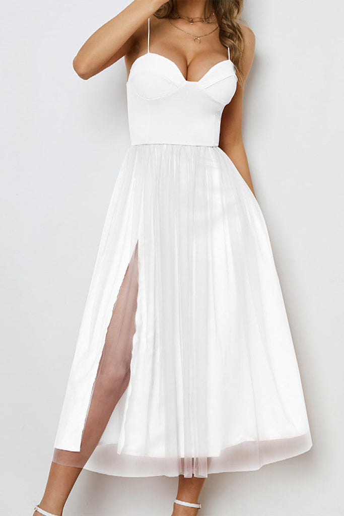 Momentlover Celebrities Elegant Solid Patchwork Strapless Irregular Dress Dresses