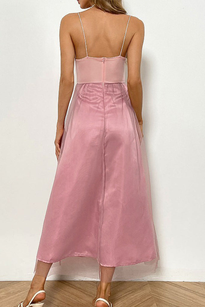 Momentlover Celebrities Elegant Solid Patchwork Strapless Irregular Dress Dresses