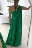 Momentlover Sweet Elegant Solid Fold Oblique Collar A Line Dresses