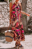 Momentlover Casual Bohemian Floral Patchwork V Neck Printed Dress Dresses