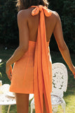 Momentlover Sweet Elegant Solid Frenulum V Neck A Line Dresses