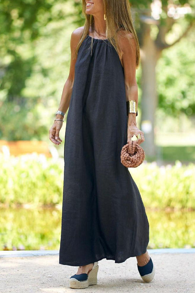 Momentlover Casual College Solid Make Old Halter Straight Dresses
