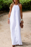 Momentlover Casual College Solid Make Old Halter Straight Dresses