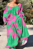 Momentlover Casual Vacation Floral Patchwork Off the Shoulder Printed Dress Dresses