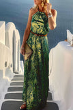 Momentlover Elegant Vacation Backless Without Belt Halter A Line Dresses