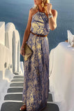 Momentlover Elegant Vacation Backless Without Belt Halter A Line Dresses