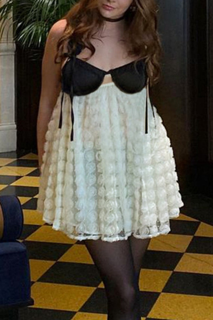 Momentlover Sexy Patchwork Backless Spaghetti Strap Sleeveless Dress Dresses