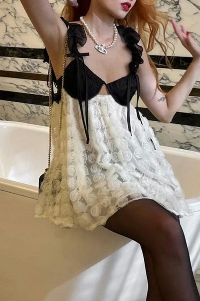 Momentlover Sexy Patchwork Backless Spaghetti Strap Sleeveless Dress Dresses