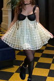 Momentlover Sexy Patchwork Backless Spaghetti Strap Sleeveless Dress Dresses
