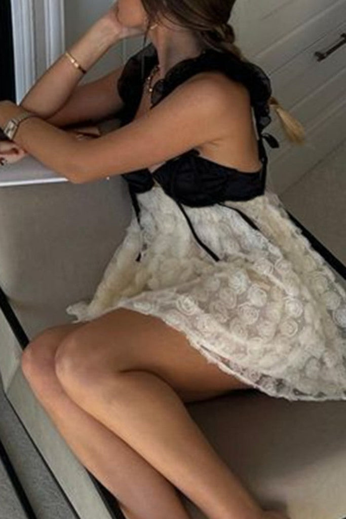 Momentlover Sexy Patchwork Backless Spaghetti Strap Sleeveless Dress Dresses