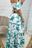Momentlover Sexy Elegant Print Frenulum Off the Shoulder Printed Dress Dresses