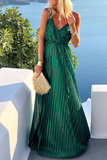 Momentlover Celebrities Elegant Solid Frenulum V Neck Evening Dress Dresses